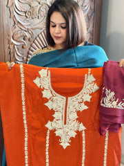 Suit Set with Kashmiri Tilla Work in Crepe - Masakalee