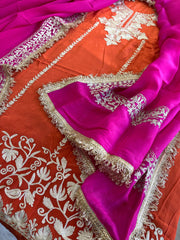 Suit Set with Kashmiri Tilla Work in Crepe - Masakalee