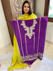 Suit Set with Kashmiri Tilla Work in Crepe - Masakalee