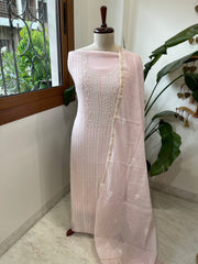 Suit Set with Lucknowi Handwork in Pure Mul Chanderi - Masakalee