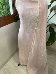 Suit Set with Lucknowi Handwork in Pure Mul Chanderi - Masakalee