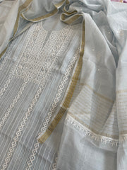 Suit Set with Lucknowi Handwork in Pure Mul Chanderi - Masakalee