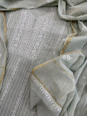 Suit Set with Lucknowi Handwork in Pure Mul Chanderi - Masakalee