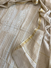 Suit Set with Lucknowi Handwork in Pure Mul Chanderi - Masakalee