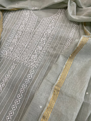 Suit Set with Lucknowi Handwork in Pure Mul Chanderi - Masakalee