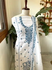 Suit Set with Thread Embroidery in Slub Cotton - Masakalee