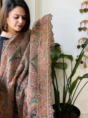 Teal Chinon Dupatta with Aari Embroidery - Masakalee
