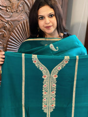 Teal Green Designer Banarasi Suit Set in Pure Silk - Masakalee