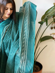 Teal Kota Cotton Handblock Printed Dupatta - Masakalee