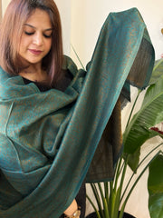 Teal Pashmina Stole with Zari - Masakalee