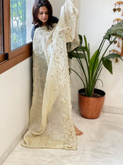 Tissue Crepe Dupatta with Pearl, Cut Daana and Sequin Handwork - Masakalee