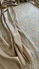 Toosh Winter Suit Set with Aari Work in Pashmina Wool - Masakalee