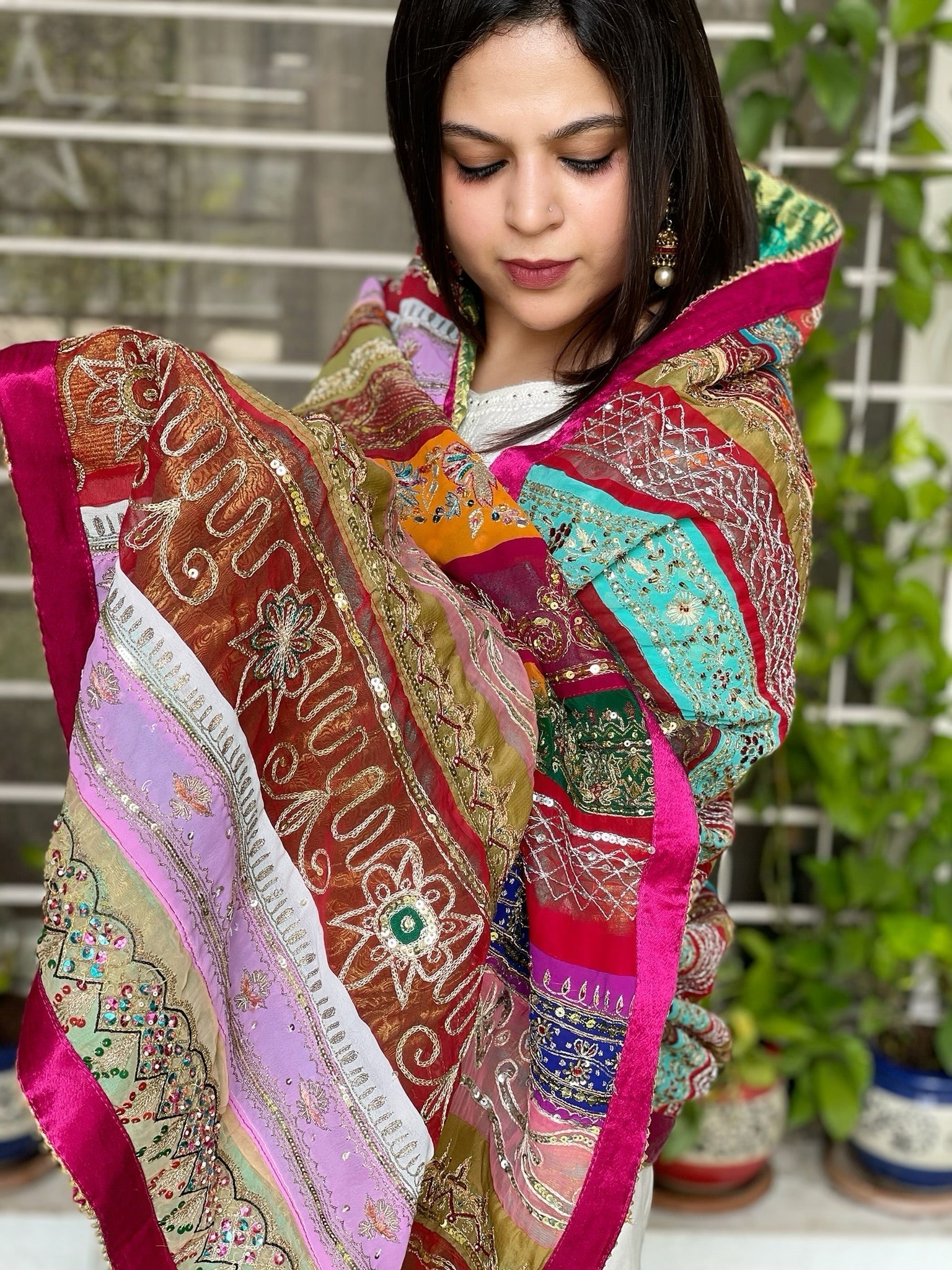 Vintage Dupatta in Pure Georgette, Chiffon - Masakalee