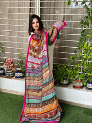 Vintage Dupatta in Pure Georgette, Chiffon - Masakalee
