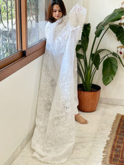 White Jaal Cut Work Dupatta in Kota Cotton - Masakalee