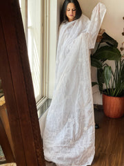 White Kota Cotton Dupatta with Embroidery - Masakalee