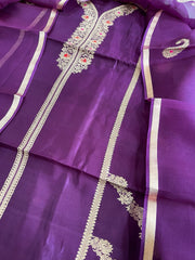 Wine Designer Banarasi Suit Set in Pure Silk - Masakalee