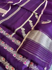 Wine Designer Banarasi Suit Set in Pure Silk - Masakalee