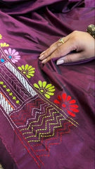 Wine Handmade Lambani Saree in Bangalore Silk - Masakalee