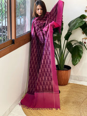 Wine Handwoven Ikat Dupatta in Cotton - Masakalee