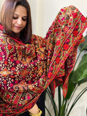 Wine Kashmiri Aari Embroidery dupatta in Georgette - Masakalee