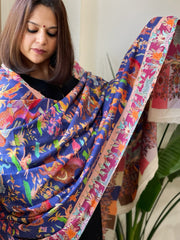 Woven Pashmina Kalamkari Shawl with Thread Embroidery - Masakalee