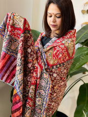 Woven Pashmina Kalamkari Shawl with Thread Embroidery - Masakalee