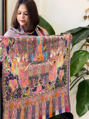 Woven Pashmina Kalamkari Stole with Embroidery - Masakalee