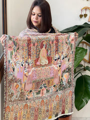 Woven Pashmina Kalamkari Stole with Embroidery - Masakalee