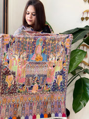Woven Pashmina Kalamkari Stole with Embroidery - Masakalee