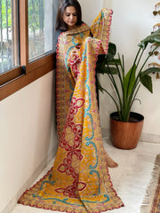 Yellow Chinon Dupatta with Aari Embroidery - Masakalee
