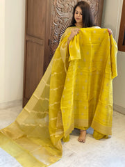 Yellow Designer Banarasi Suit Set in Raw Silk - Masakalee