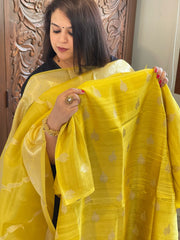 Yellow Designer Banarasi Suit Set in Raw Silk - Masakalee