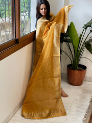 Yellow Woven Banarasi Dupatta in Tissue - Masakalee