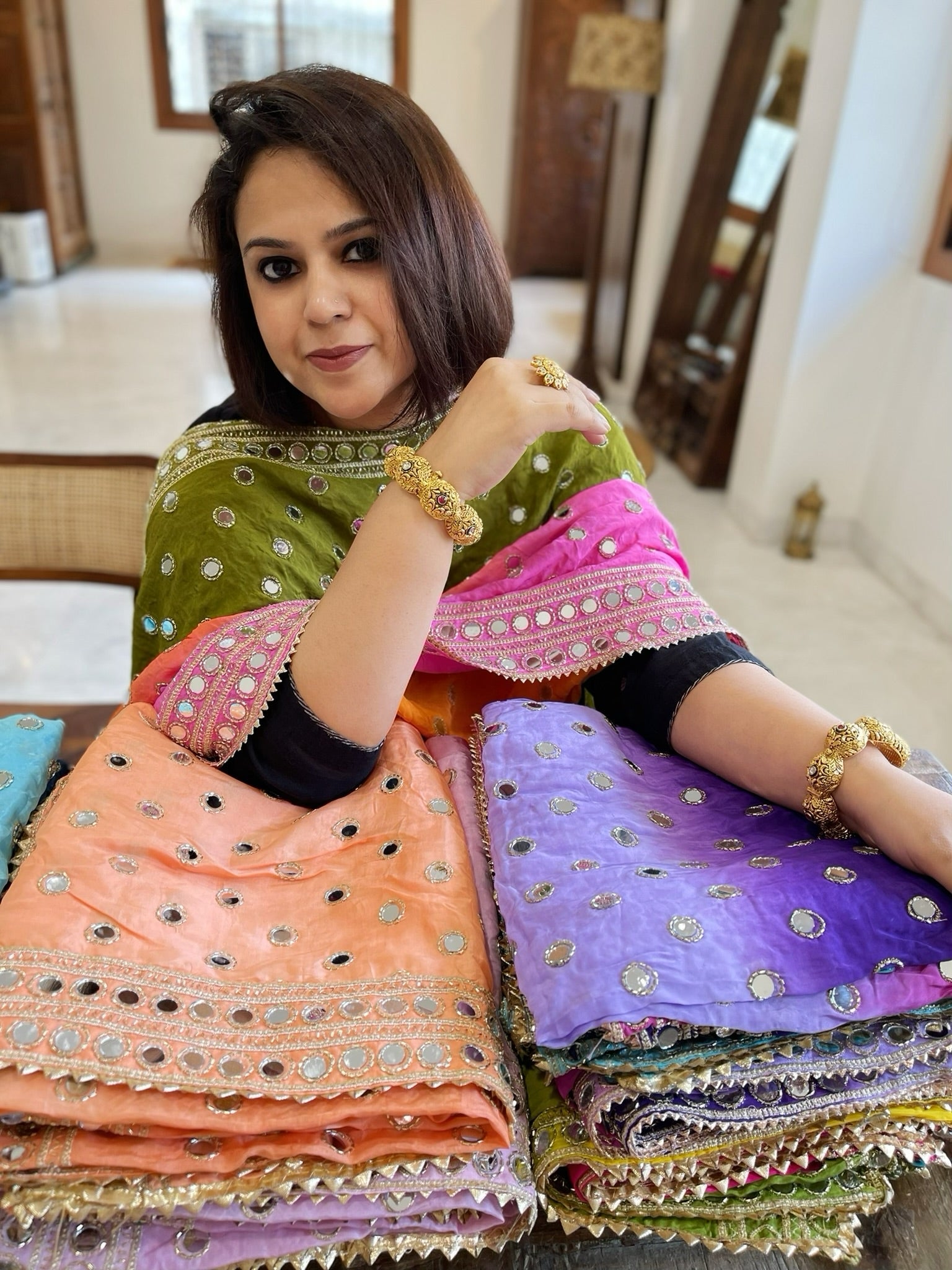 Crepe Dupattas with Work at House of Masakalee