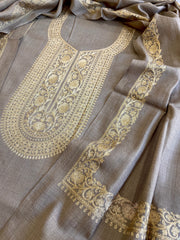 Dark Toosh Winter Suit Set with Aari Work in Pashmina Wool