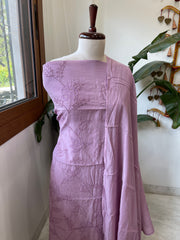 Purple Mul chanderi Suit Set With Knot & Sequin Handwork