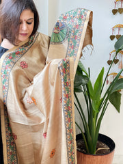 Handpainted Madhubani Dupatta in Pure Chanderi Silk