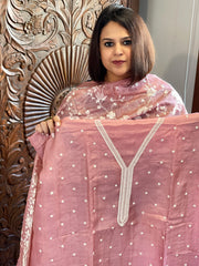 Suit Set with Thread Embroidery in Pure Tussar Silk