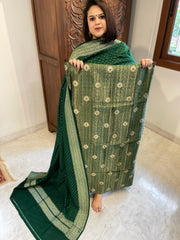 Green Designer Handwoven Kadwa Banarasi Suit Set in Pure Silk
