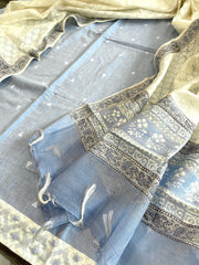 Blue Handwoven Suit Sets in Pure Cotton
