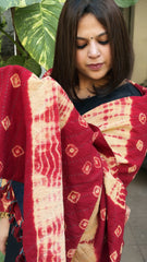 Blue Ajrakh Handblock Printed Silk-Woollen Shawl