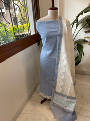 Blue Handwoven Suit Sets in Pure Cotton