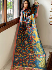 Handpainted Kalamkari Dupatta in Chanderi Silk