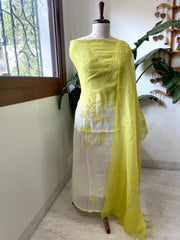Suit Set with Thread Embroidery in Mul Chanderi