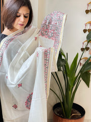 Handpainted Madhubani Dupatta in Pure Chanderi Silk