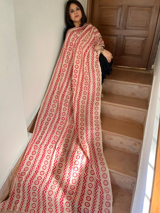 Skin Handmade Kantha Dupatta in Silk
