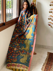 Handpainted Kalamkari Dupatta in Chanderi Silk