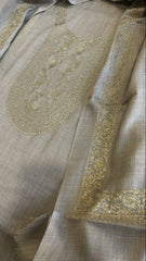 Lite Toosh Winter Suit Set with Aari Work in Pashmina Wool