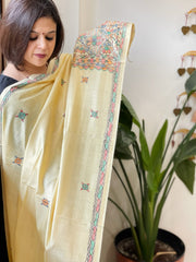 Handpainted Madhubani Dupatta in Pure Chanderi Silk